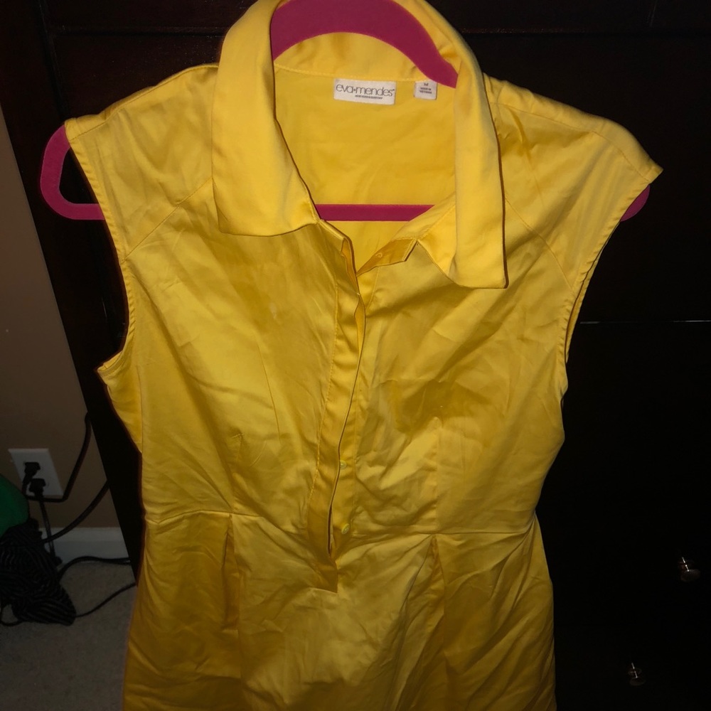 Eva Mendes Yellow Cotton Dress